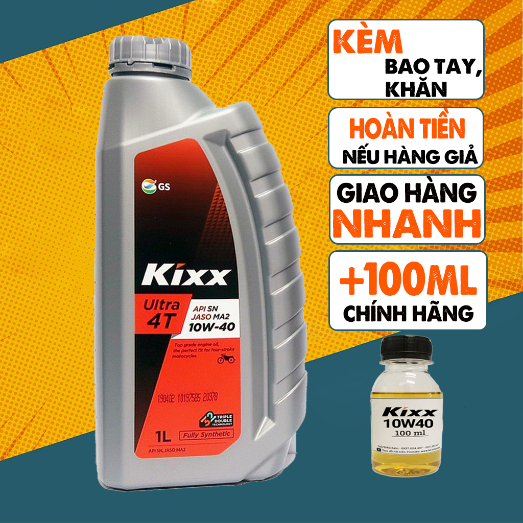 Bán 1.1 Lít Nhớt Kixx Ultra 4T 10W40, API SN, JASO MA2, Nhớt Xe Số Tổng Hợp Hoàn Toàn, Nhập Hàn Quốc, Phù Hợp Với Xe Đi Trong Phố, Máy Chạy Êm