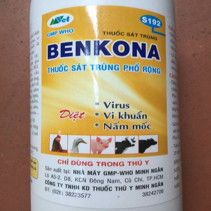 BENKONA chai 1 lít - Thu ốc sát trùng, diệt virut, vi khuẩn, nấm mốc, diệt rong rêu