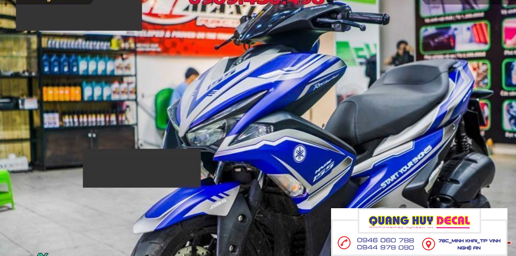 Tem trùm xe NVX xanh dương xám - Độ dán team trùm decal xe máy NVX xanh dương xám - Team trùm decal xe máy NVX rẻ đẹp và chất