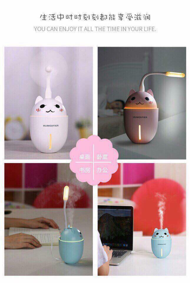 Máy phun sương tạo ẩm mini 3IN1 (Phun sương - Đèn- Quạt)