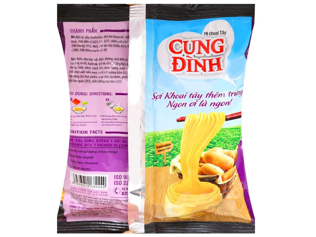 Mì khoai tây Cung Đình thịt hầm nấm (5 gói 80g)