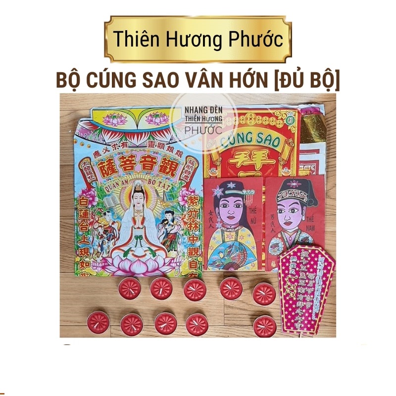 Cúng sao Vân Hớn gồm vàng mã đèn cầy cúng sao, bài vị