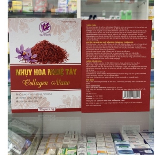 Nhụy Hoa Nghệ Tây Collagen Nano - Hộp 30 gói - sáng da, lão hóa bổ sung vitamin, giảm nám, tàn nhan giá rẻ