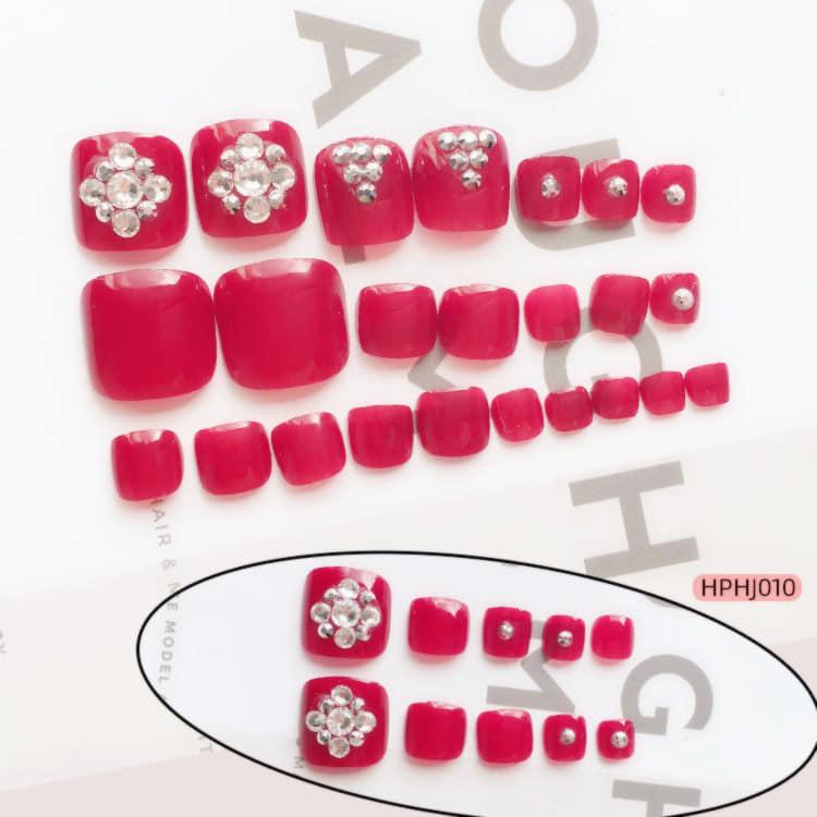 Hộp 24 Móng chân giả , nail giả , móng giả C46 (kèm keo dán)