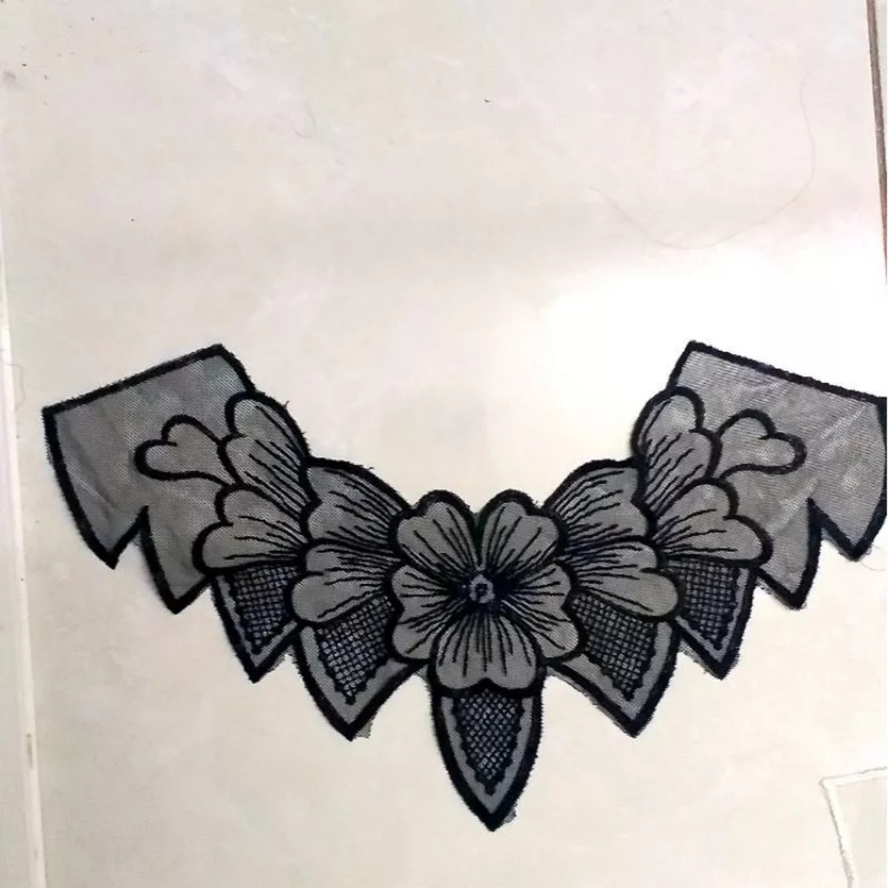 ren cổ áo/ ren cổ áo thêu màu đen