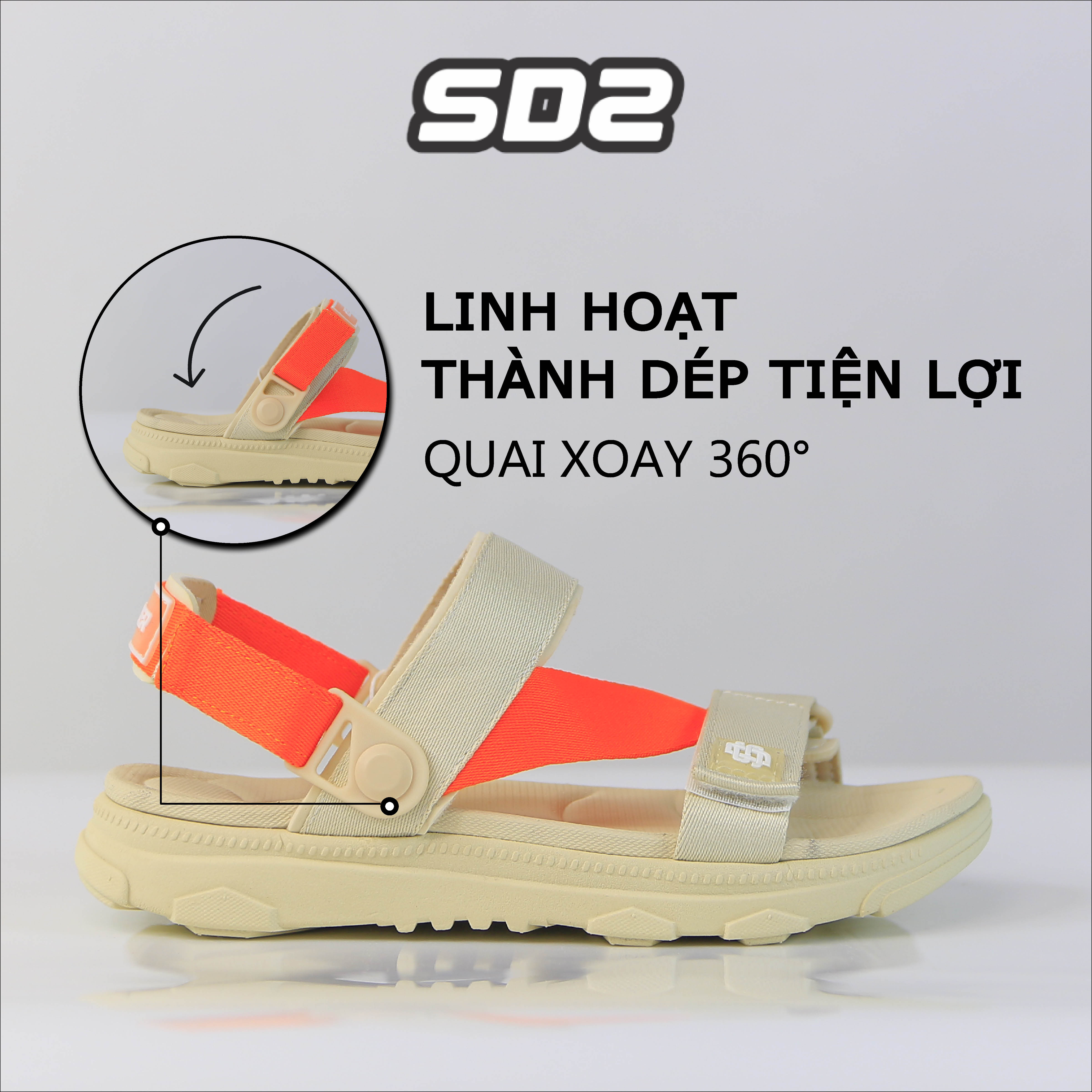 Giày Sandal SYNDER SD2 Màu Be Cam [ kèm hộp + vớ ]