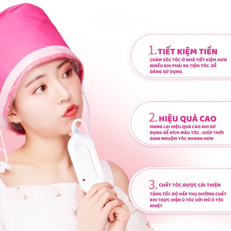 Mũ ủ tóc mũ hấp tóc nhiệt tại nhà cao cấp chuẩn salon an toàn 3 cấp độ chống nước chống giật