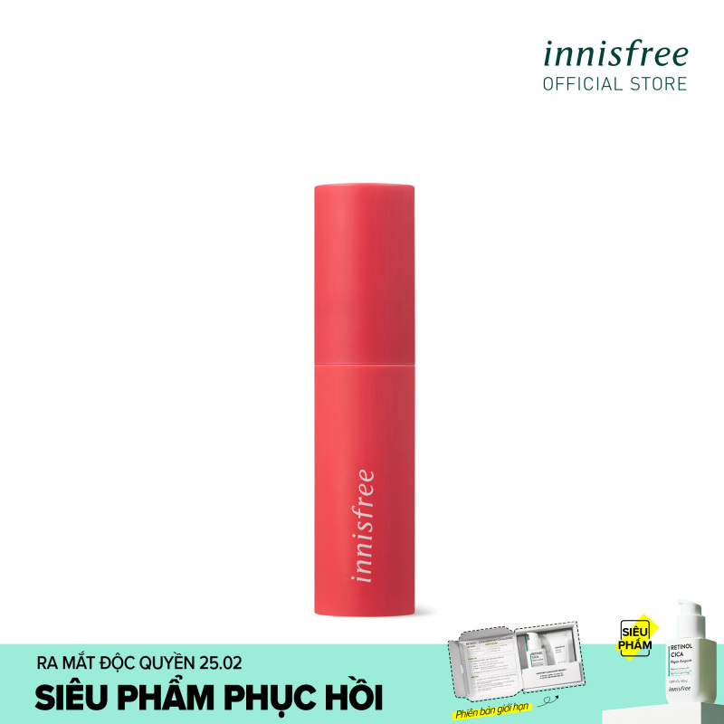 Son môi lâu trôi dạng kem Innisfree Vivid Cotton Ink #19 Lodgewood Coral 4g giá rẻ