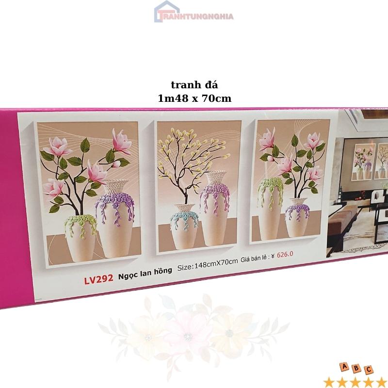 Tranh đính đá bình hoa ngọc lan 3 bức LV292 (1m48 x 70cm)