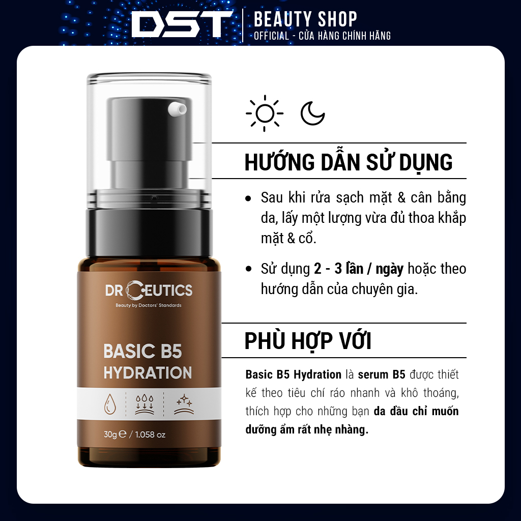 [Dược Sĩ Tiến] Serum Basic B5 Hydration DrCeutics Cho Da Dầu Mụn