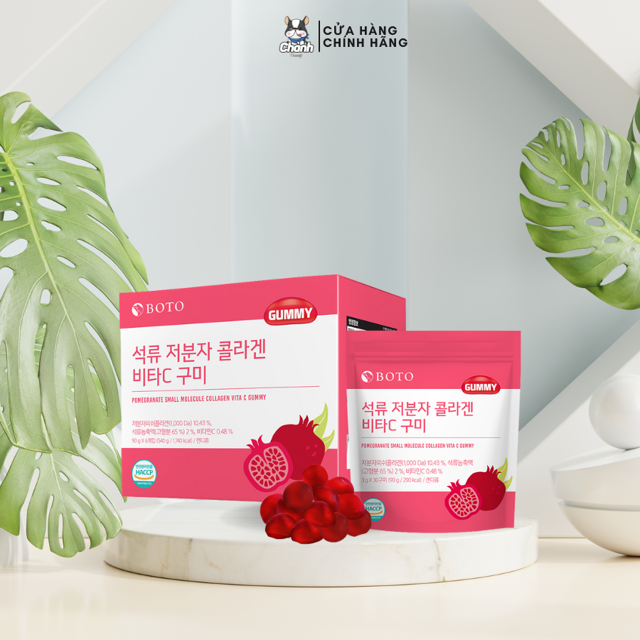 Kẹo dẻo vị lựu Dưỡng da sáng mịn- Boto Collagen Gummy
