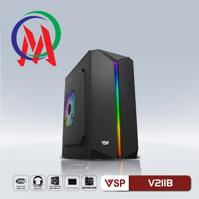 Vỏ case máy tính VSP Gaming V211 Có led RGB (mATX)