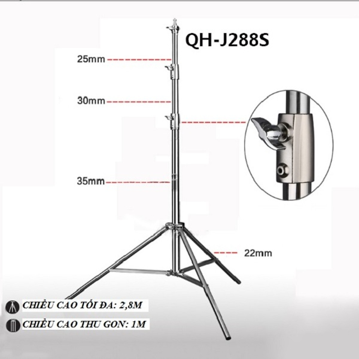 [HCM]Chân Đèn Inox 280cm