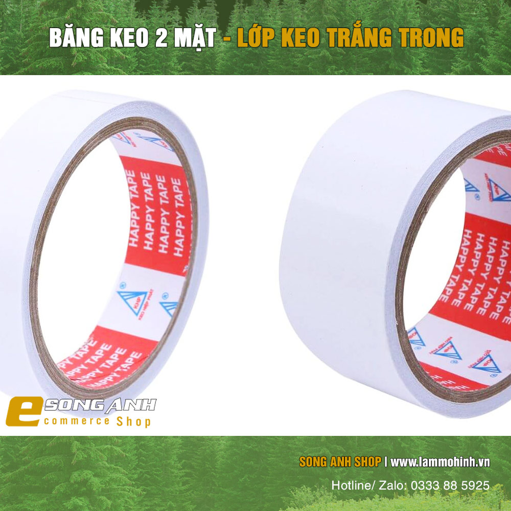 Băng keo 2 mặt nhiều size 2.5F - 5F ( 1 hộp 2 cuộn )
