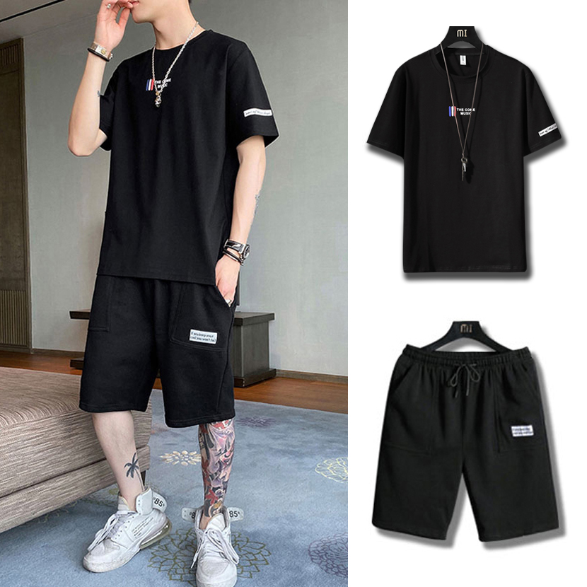 [Freeship MAX] Bộ Quần Áo Nam  Mùa Hè Họa Tiết Ba Sọc Nhỏ Kiểu Dáng Basic Trẻ Trung Cá Tính Sành Điệu Rich Man MEN QA 098