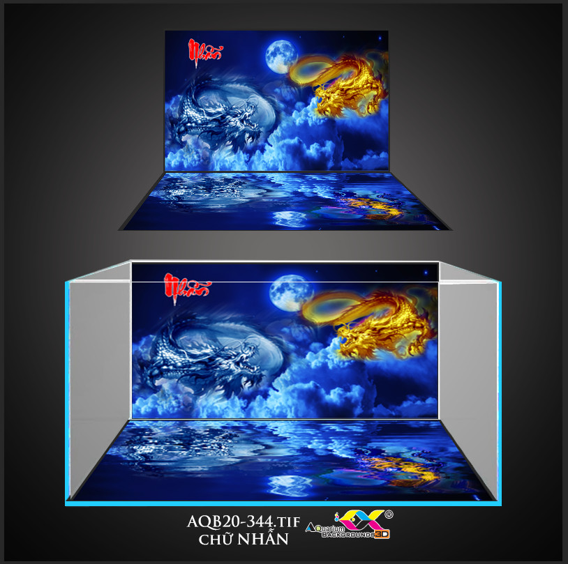 Tranh 3d koifish, tranh bộ ấn tượng, lưng 100x50cm, đáy 100x45cm