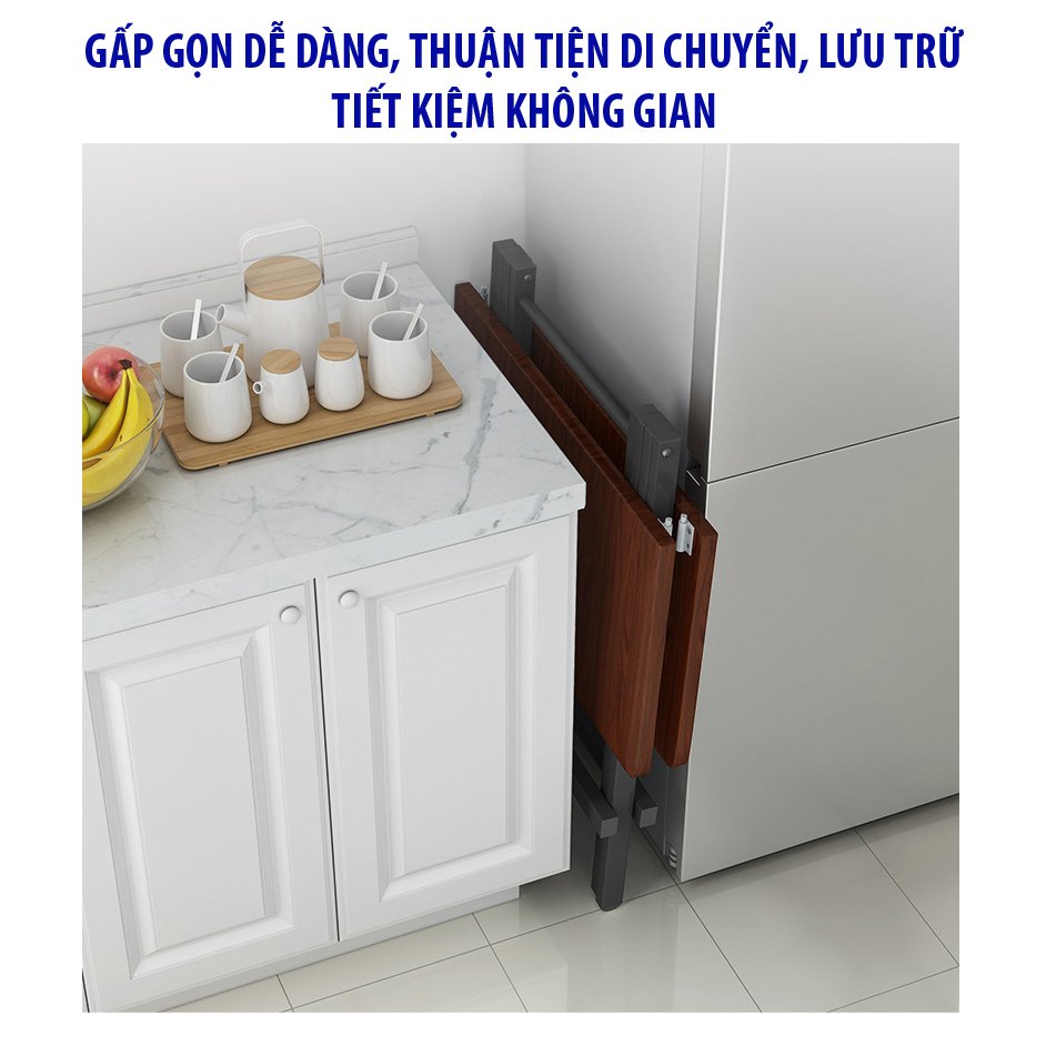 Bộ Bàn Ăn + 4/6 Ghế Gấp Gọn, Thông Minh, Mặt Gỗ MDF Chống Ẩm, Khung Thép Cường Lực Sơn Tĩnh Điện. KT 100x60cm