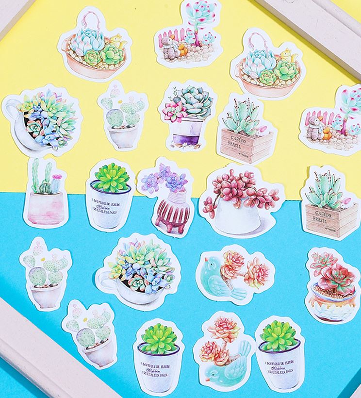 Bộ 45 Sticker Hàn Quốc hình Hoa Xinh dán trang trí E25