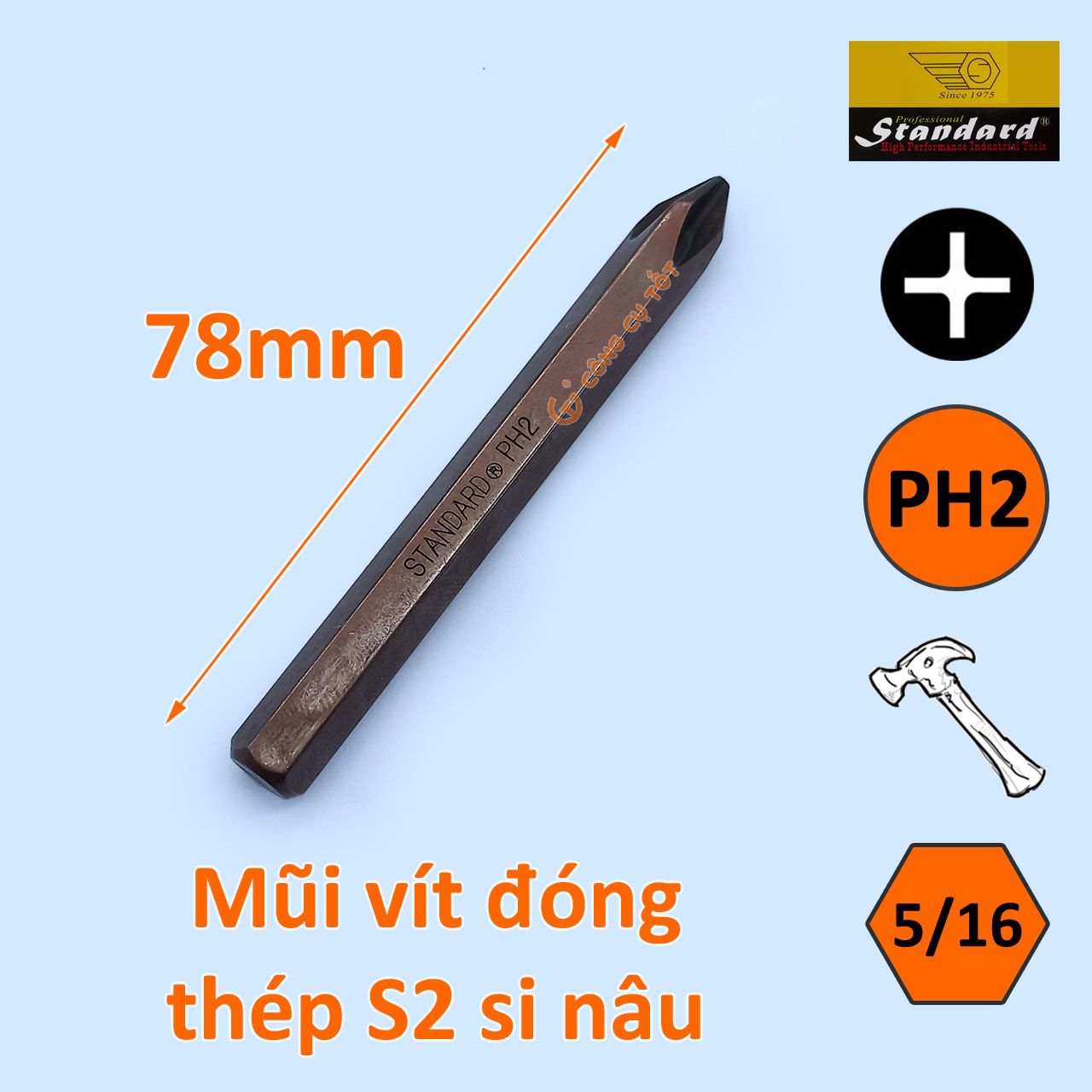 Mũi vít đóng 4 cạnh si nâu Standard Đài Loan