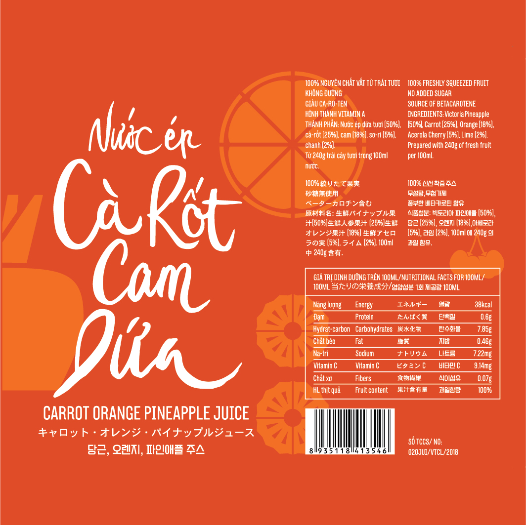 [HCM]Nước Ép Trái Cây Tươi Le Fruit – Cà Rốt Cam Dứa 1L