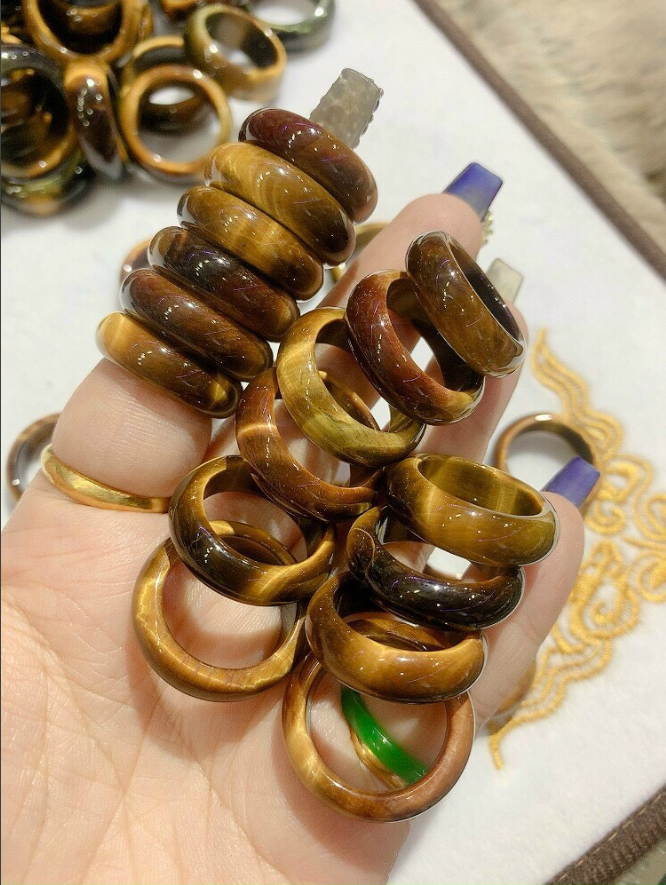 ( TRANG SỨC MÙA TẾT ) Nhẫn đá mắt hổ vàng nâu tuyệt đẹp,trang sức mang lại may mắn bình an ( bản nhỏ)