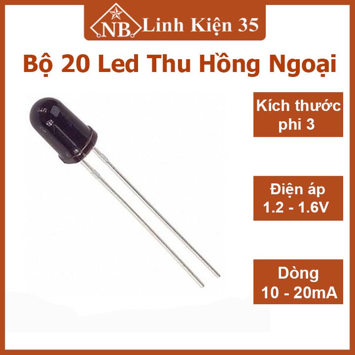Bộ 20 led thu hồng ngoại 3mm , thu phát tín hiệu hồng ngoại