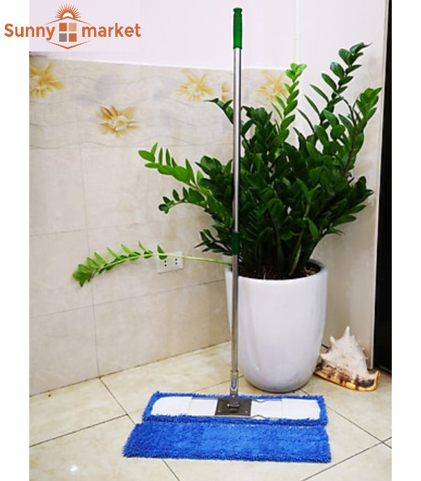 Cây lau nhà siêu sạch inox bẹ san hô, bảng dài 60cm, cán tăng đơ, tặng kèm 1 tấm lau thay thế