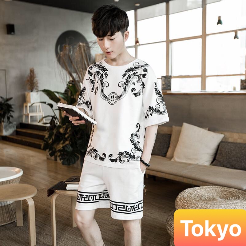 ĐỒ BỘ THỂ THAO HOA VĂN HỌA TIẾT LÁ NEW , SET ĐỒ BỘ THỂ THAO, ĐỒ BỘ TẬP GYM MANG Ở NHÀ VÀ ĐI CHƠI , ĐỒ BỘ NAM PHONG CÁCH CAO CẤP - TOKYO FASHION