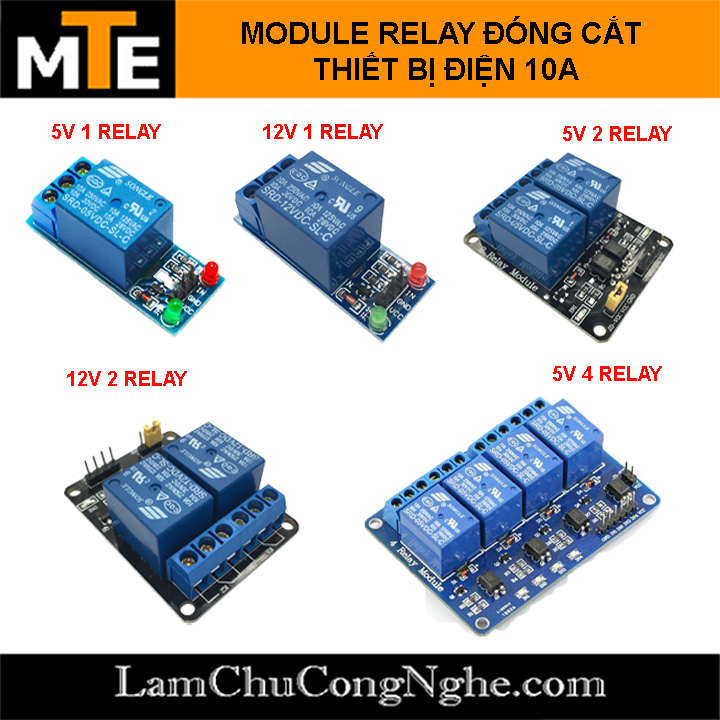 "Module relay 5V, 12V đóng cắt thiết bị điện 10A