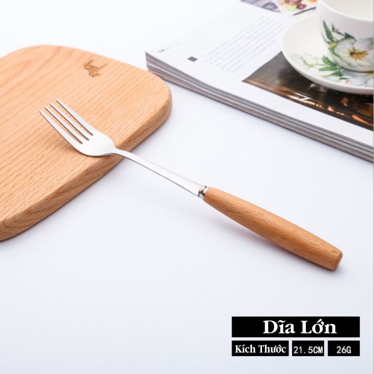 Bộ dao dĩa đũa thìa cán gỗ nhập khẩu Z01