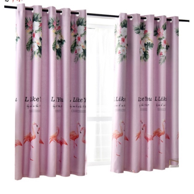Rèm vải dày cao cấp hạt nền hồng 2m dài ( giá 1 tấm )