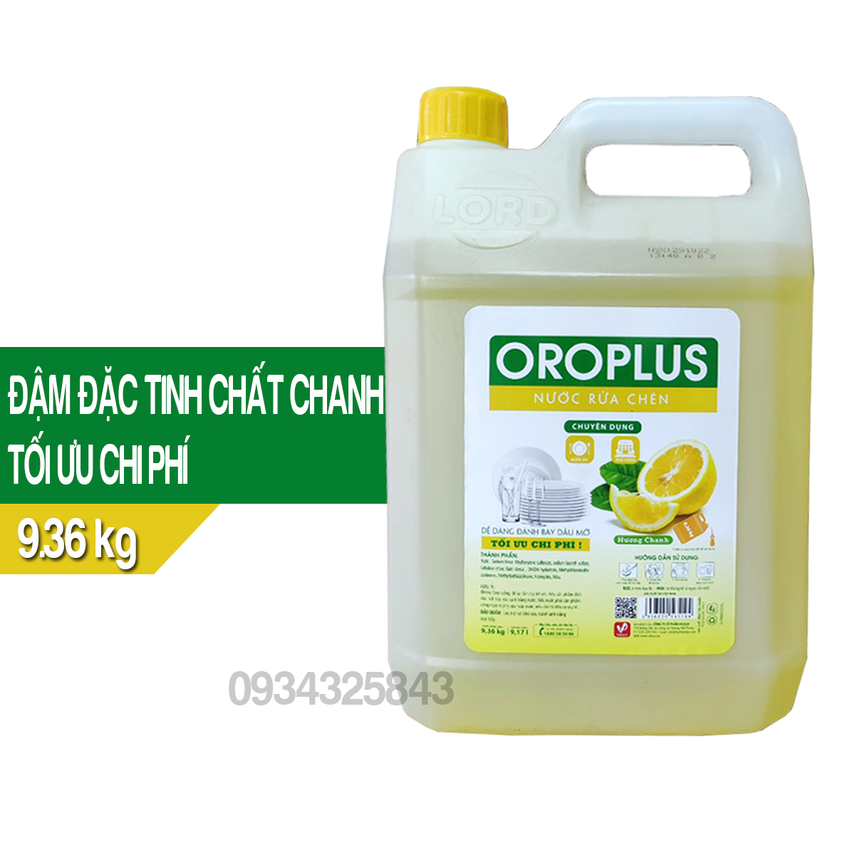 Nước rửa chén đậm đặc hương chanh Oroplus 9.36kg