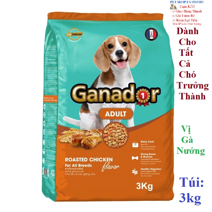 [Hoàn tiền 10%]  THỨC ĂN CHO CHÓ Ganador adult Dạng hạt Vị gà nướng Túi 3kg Thương hiệu từ Pháp - Pet shop Uytinpro