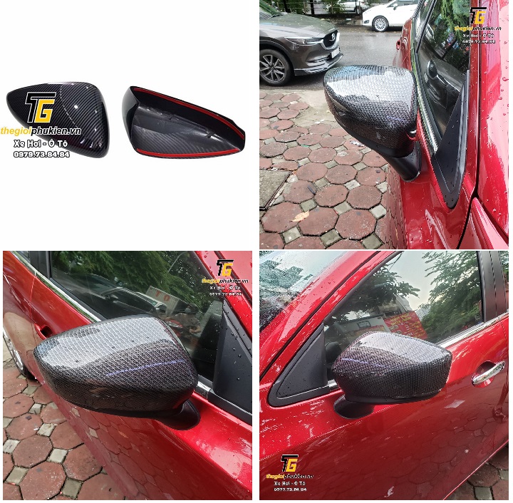 Bộ ốp gương chiếu hậu Mazda 2 2021 vân Carbon cap cấp