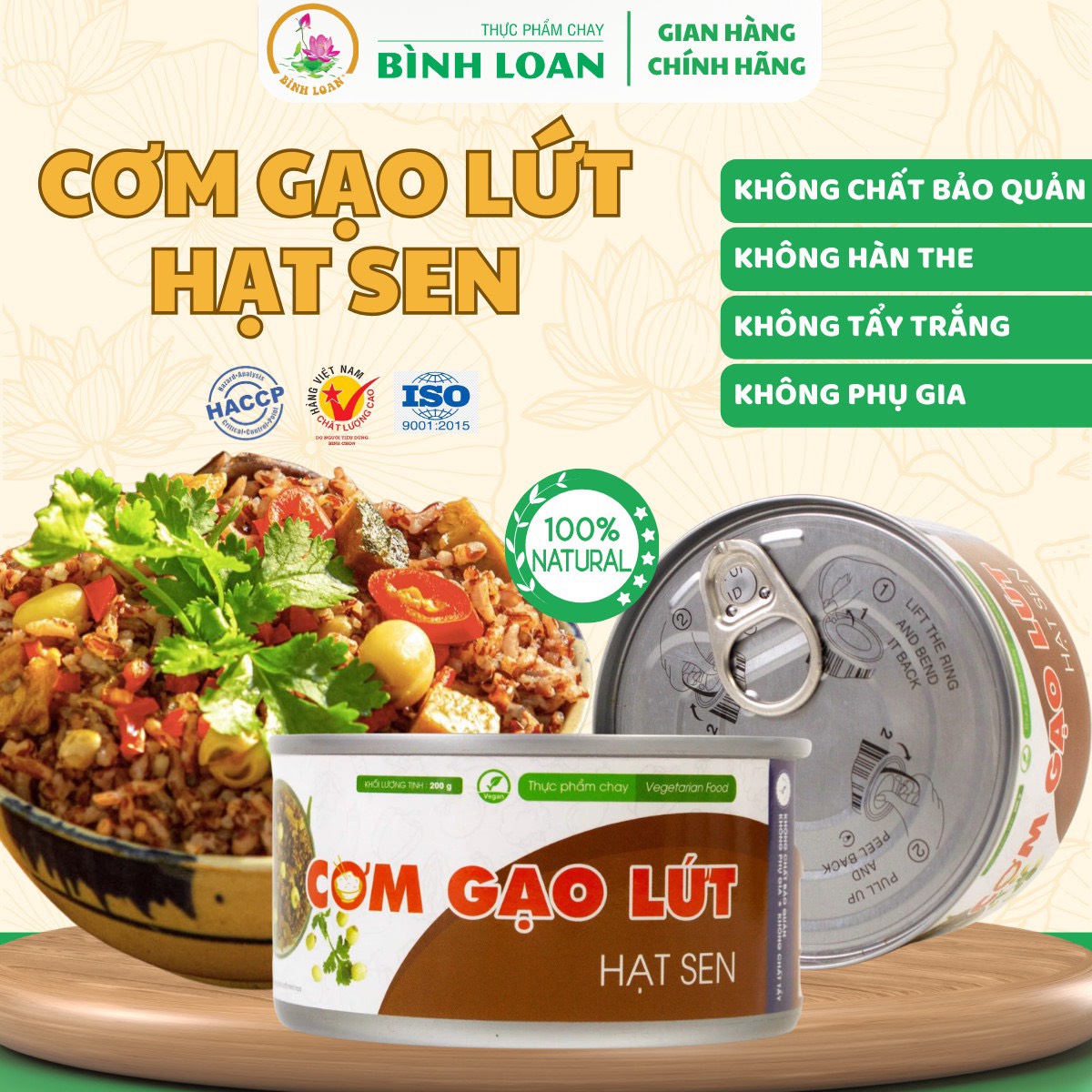 Combo 2 hộp: Cơm Gạo Lứt Hạt Sen và Tàu Hủ Ky Nấm Mối