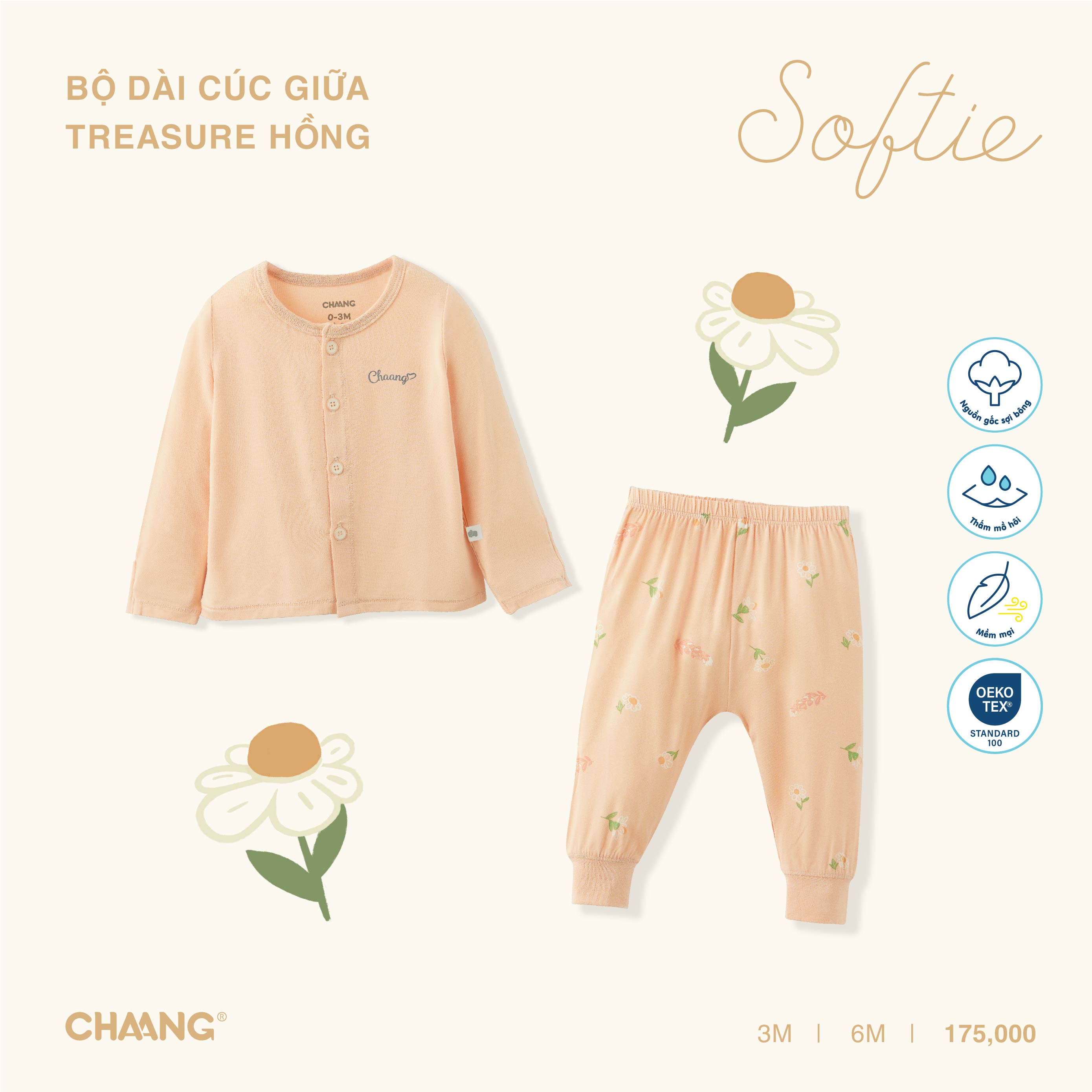 [CHAANG] Bộ quần áo dài cúc giữa Treasure Chaang