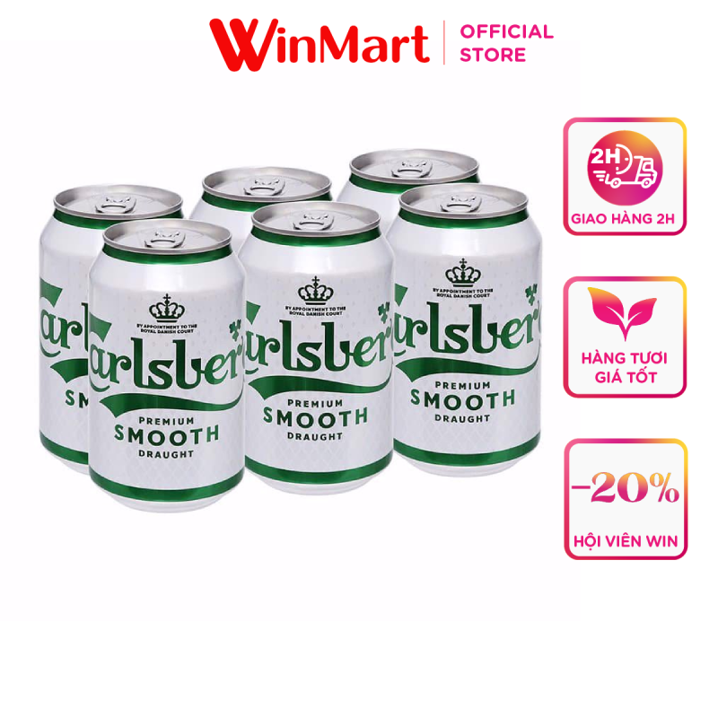 -Lốc 6 lon bia Carlsberg Smooth Draught 330ml