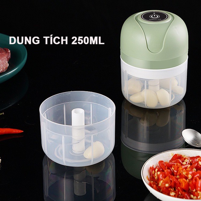 Máy Xay Tỏi Ớt Mini 250ml Tích Điện