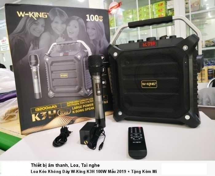 Loa xách tay không dây karaoke w-king k3h công suất loa 100w mẫu 2019 + tặng kèm mic