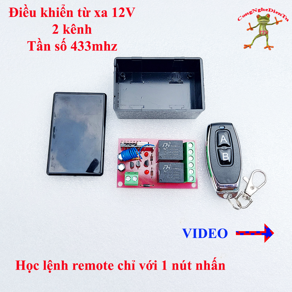 Bộ điều khiển từ xa 2 kênh 12v tặng kèm hộp