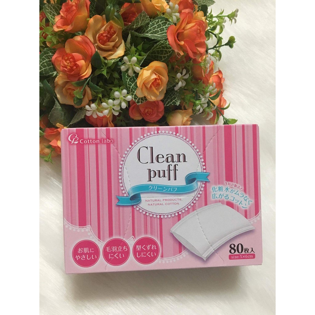 Bông tẩy trang Clean Puff Nhật Bản (80 cái/hộp)