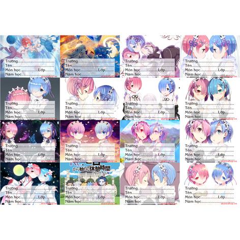 [HCM]Nhãn vở anime Re:zero combo 3 set 48 nhãn