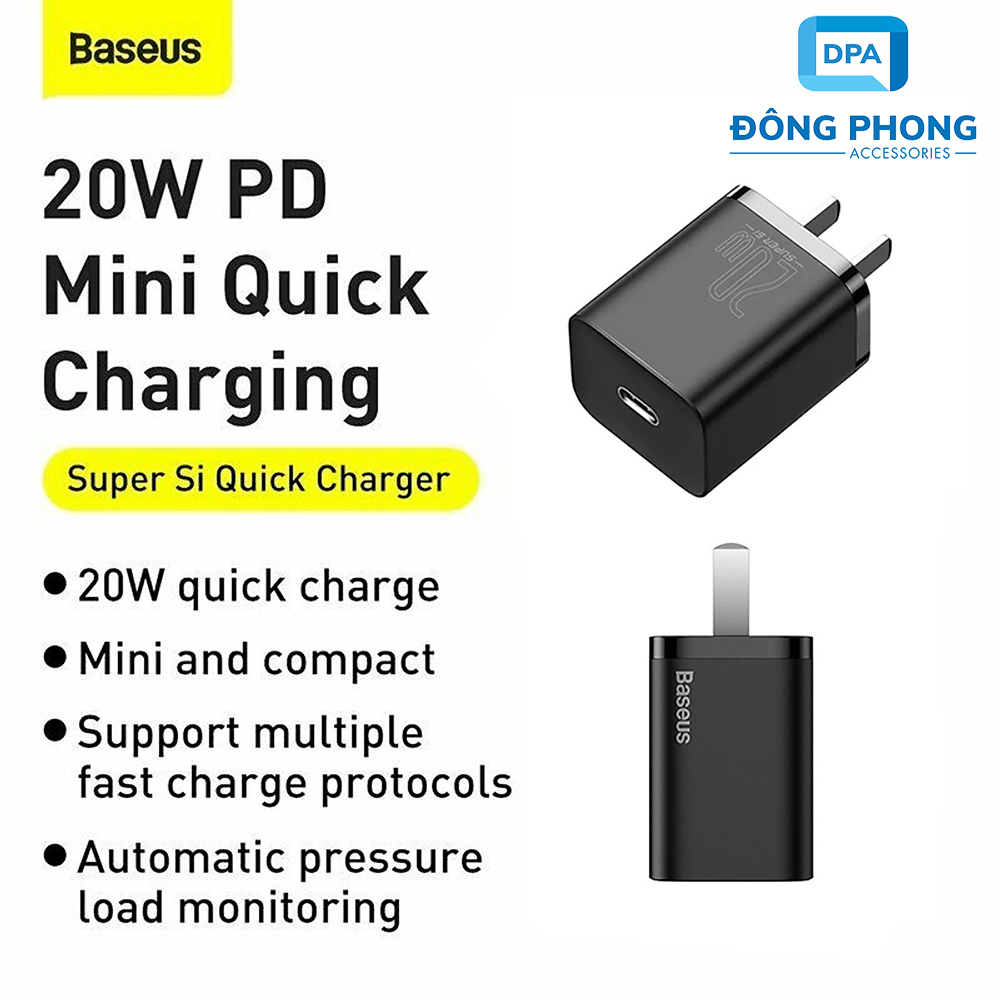 Củ Sạc Nhanh Baseus PD 20W Super Si Chính Hãng