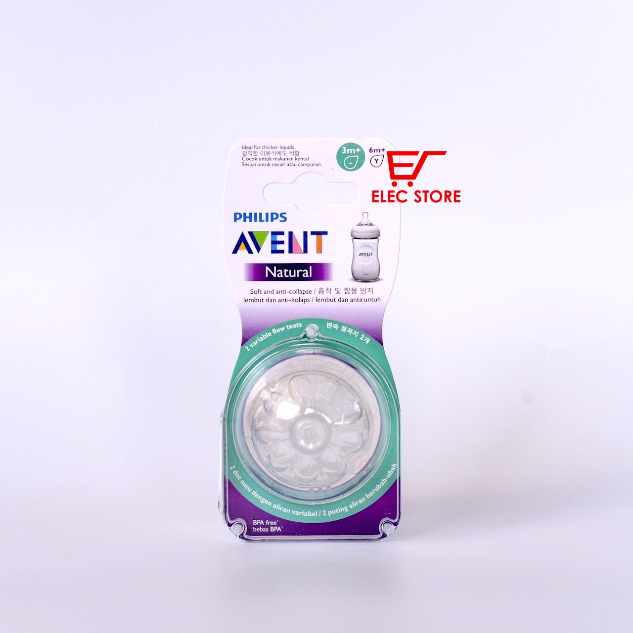 Núm ti thay bình sữa Philips AVENT Natural số 3 điều chỉnh [ 3 tháng +]