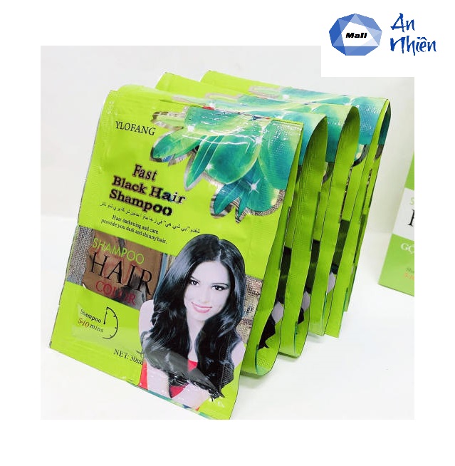 Hộp 10 gói dầu gội dưỡng đen tóc chăm sóc tóc ylofang thái lan - mẫu mới
