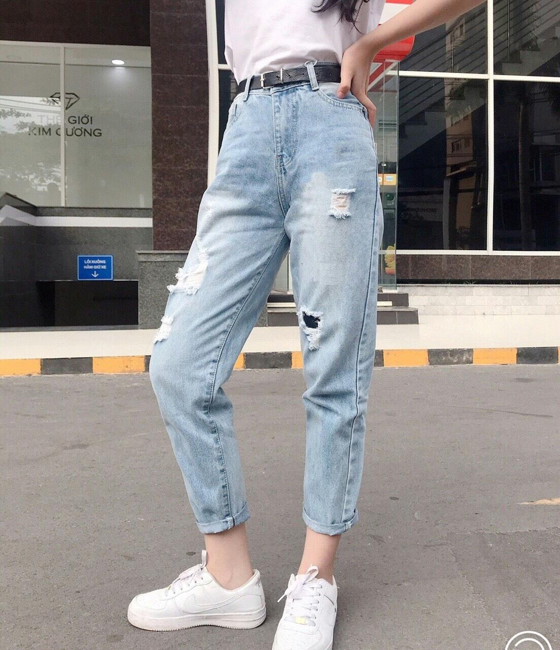 quần jean nữ dáng baggy ms1 10 ( ĐẮP 1 MIẾNG ĐEN )