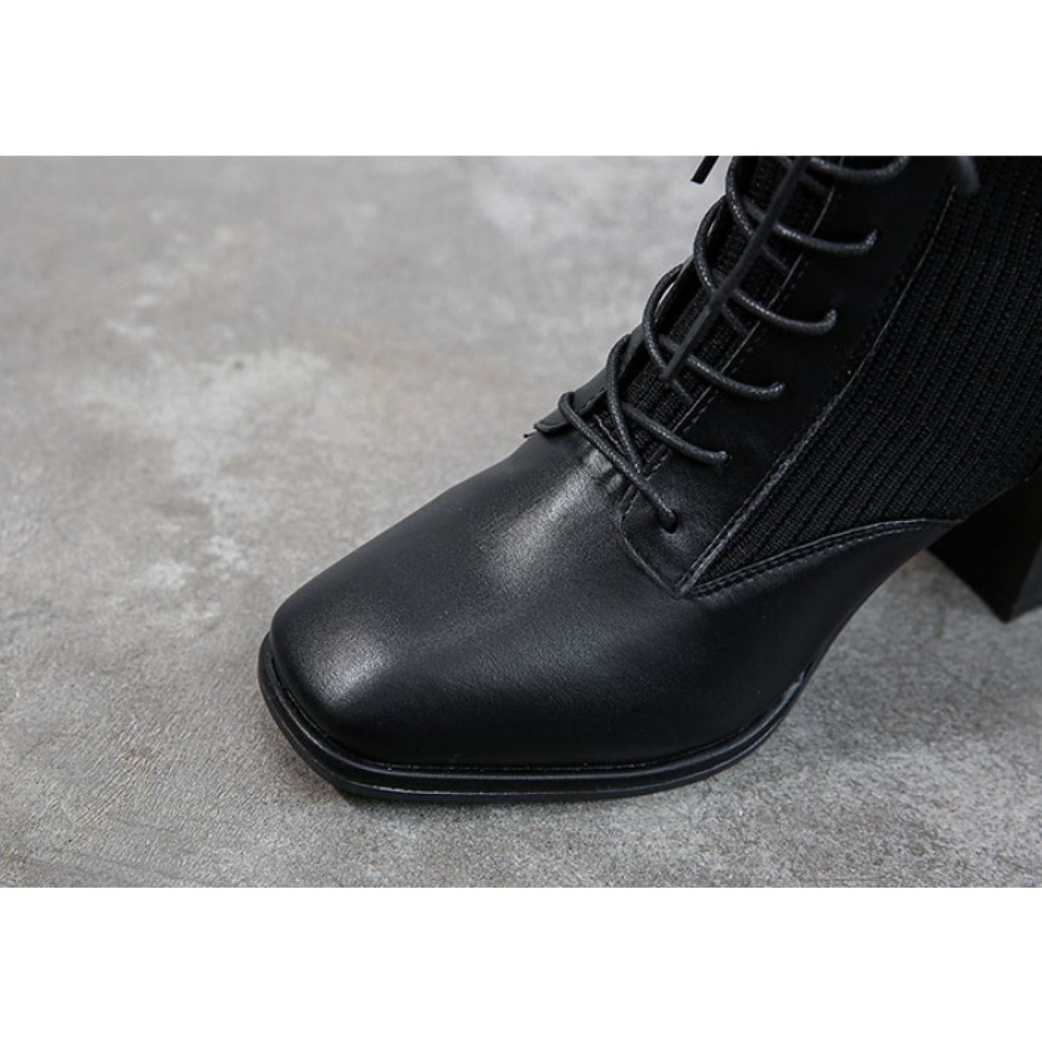 Bốt Nữ Boot Cổ Len Cổ Cao Cao Gót 7 Phân Đế Vuông