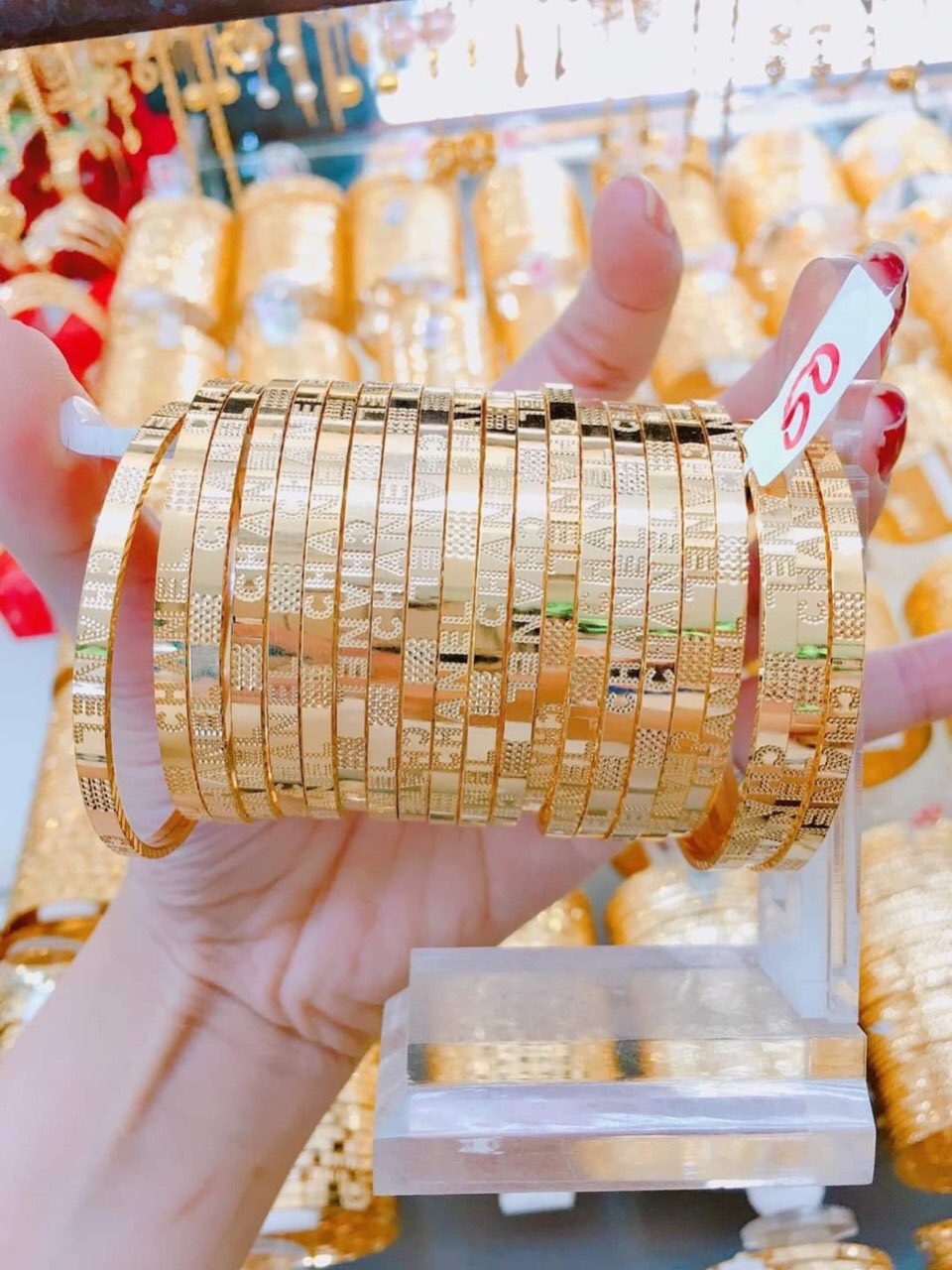 Bộ Vòng Xi Men 07 Chiếc Khắc Chữ  Mạ Vàng Mẫu 130.2509 -Hình  Thật Shop Tự Chụp - Hàng Đẹp Hơn Hình - Đổi Trả Trong Vòng 07 Ngày - si men