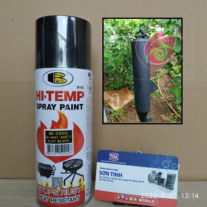 Sơn chịu nhiệt cao cấp Đen mờ HI TEMP 200 độ c Bosny