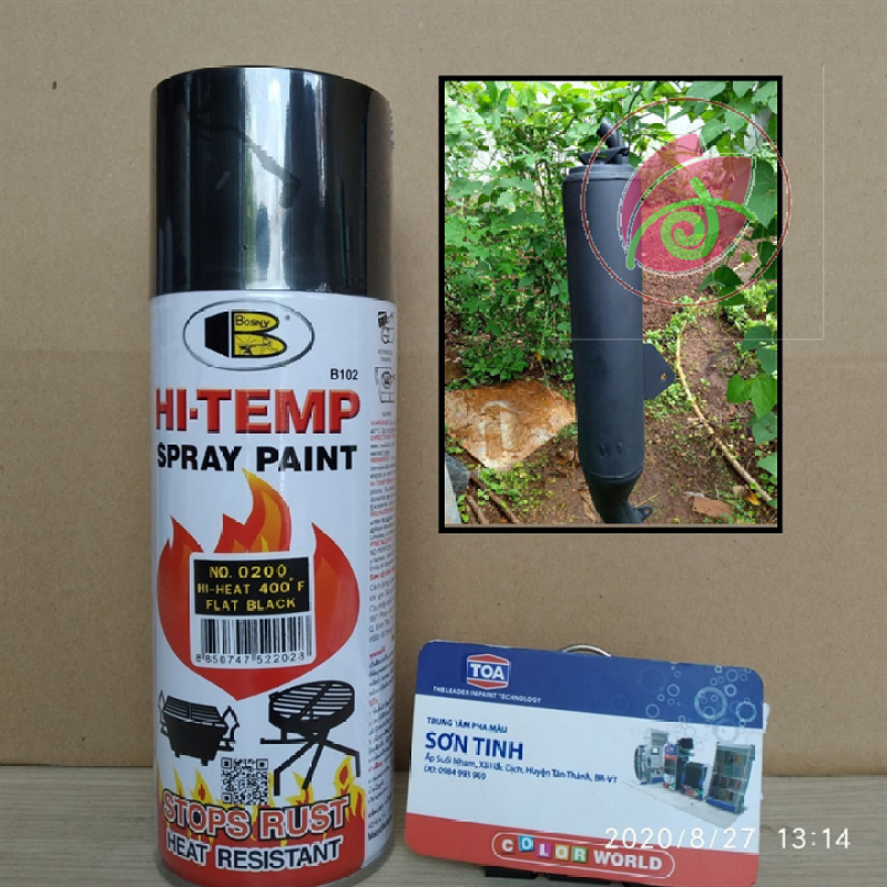 Sơn chịu nhiệt cao cấp Đen mờ HI TEMP 200 độ c Bosny